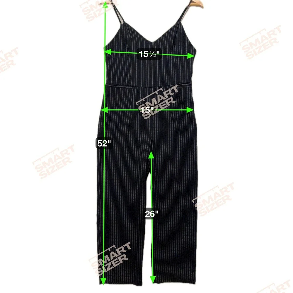 Anthropologie Black‎ Pinstripe Sleeveless Jumpsuit Sz 0p Wide Leg Minimalist
